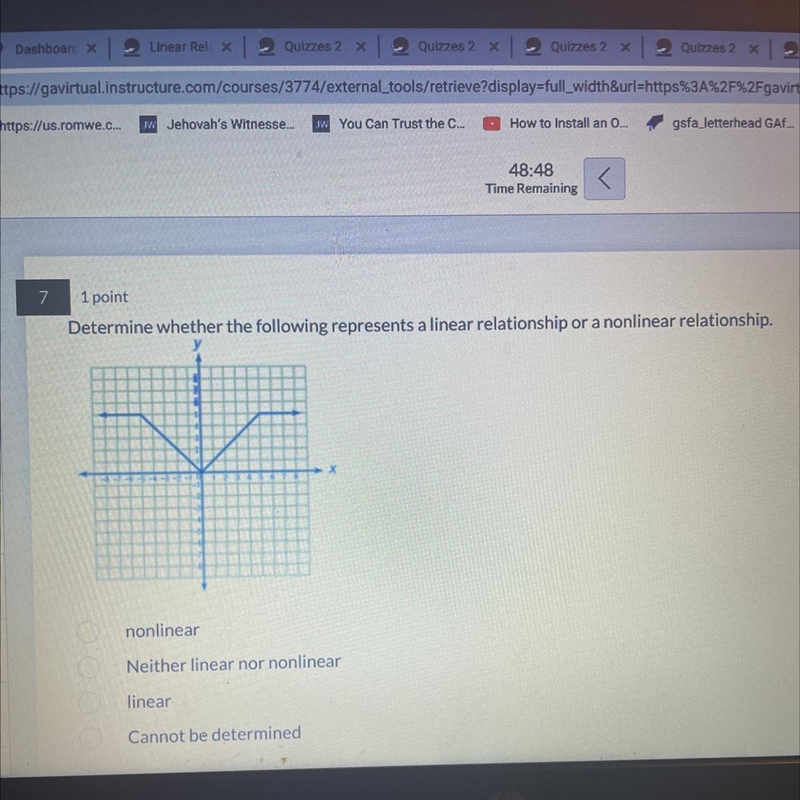 Determine whether the following represents a linear relationship or a nonlinear relationship-example-1