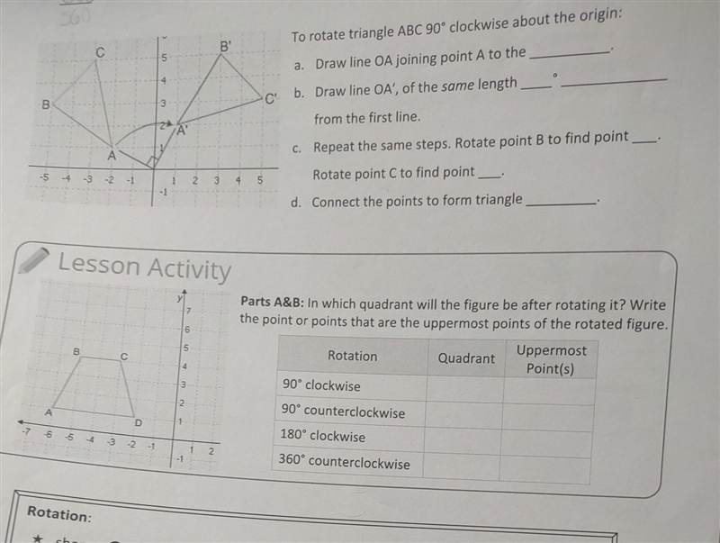 To rotate ABC 90° clockwise about the origin.​-example-1