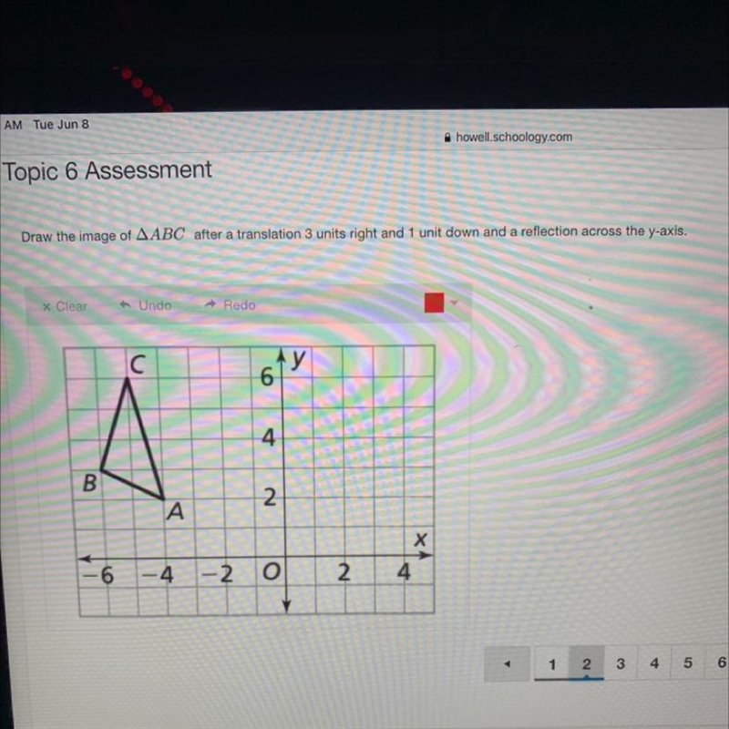 Draw the image of AABC after a translation 3 units right and 1 unit down and a reflection-example-1