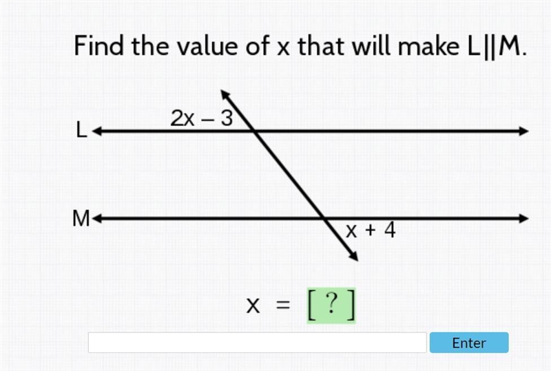 Find the value of X that will make L||B-example-1