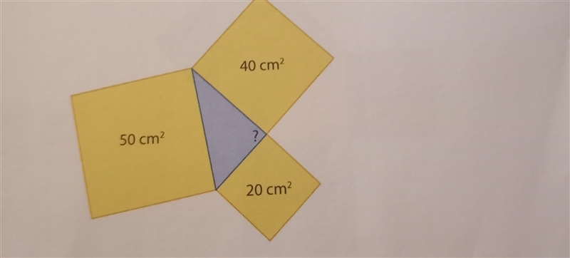 Is this right triangle shown a right triangle? 50 cm2 40mc2 20cm2 Explain your reasoning-example-1