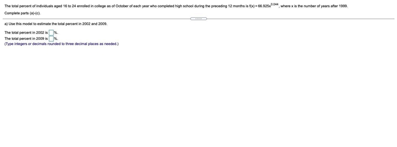 The total percent of individuals aged 16 to 24 enrolled in college as of October of-example-1