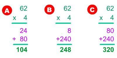 Choose the multiplication problem that correctly shows partial products. A) A B) B-example-1