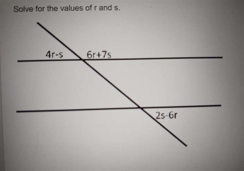 Solve for the values of r and s. ​-example-1