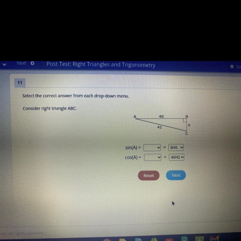 Somebody help!! Drop down option for both sin(A) and cos(A) is Sin(C) Cos(C) Cos(B-example-1