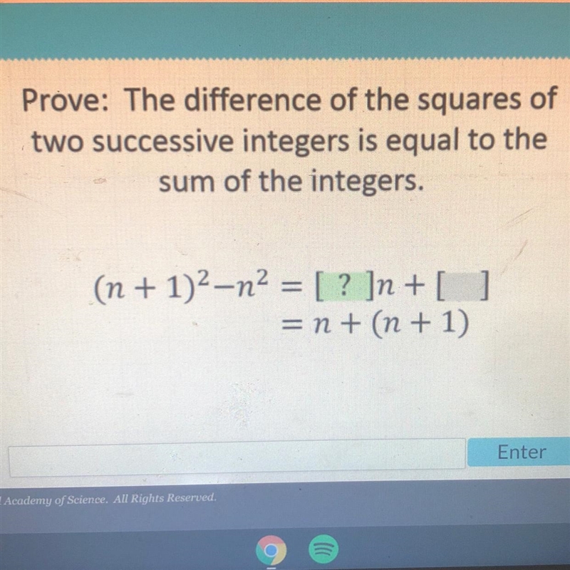 Prove: The difference of the squares of two successful integers is equal to the sum-example-1