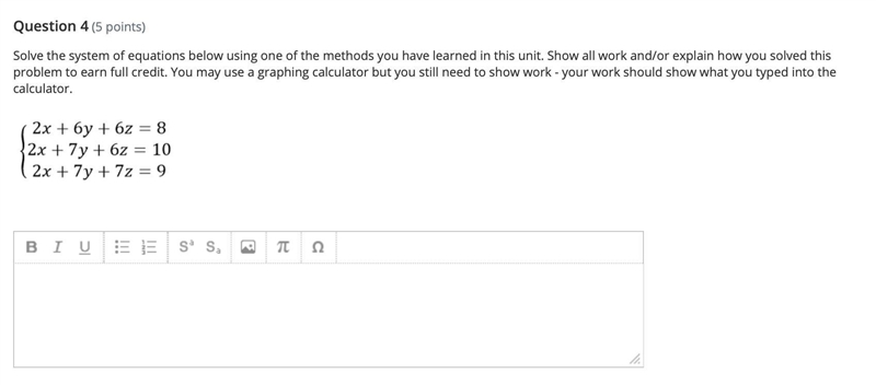 Solve the system of equations below using one of the methods. Show all work and/or-example-1