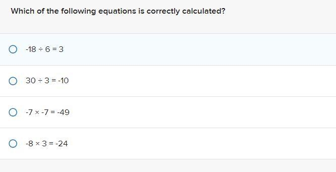 Which of the following equations is correctly calculated?-example-1