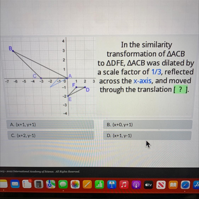 В. 3 2 In the similarity transformation of AACB to ADFE, AACB was dilated by a scale-example-1