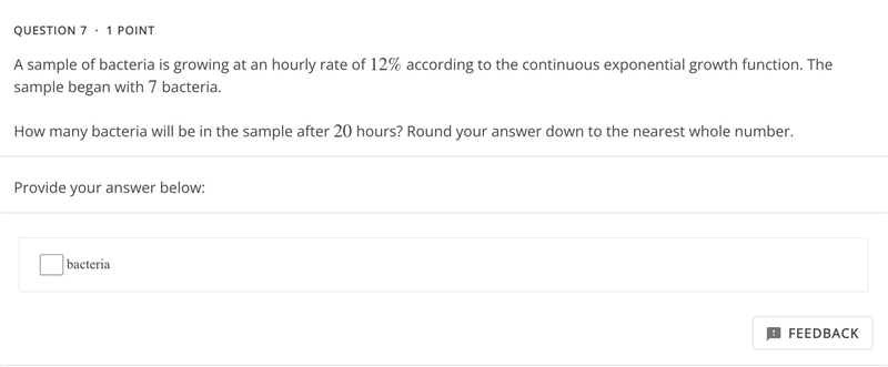 A sample of bacteria is growing at an hourly rate of 12% according to the continuous-example-1