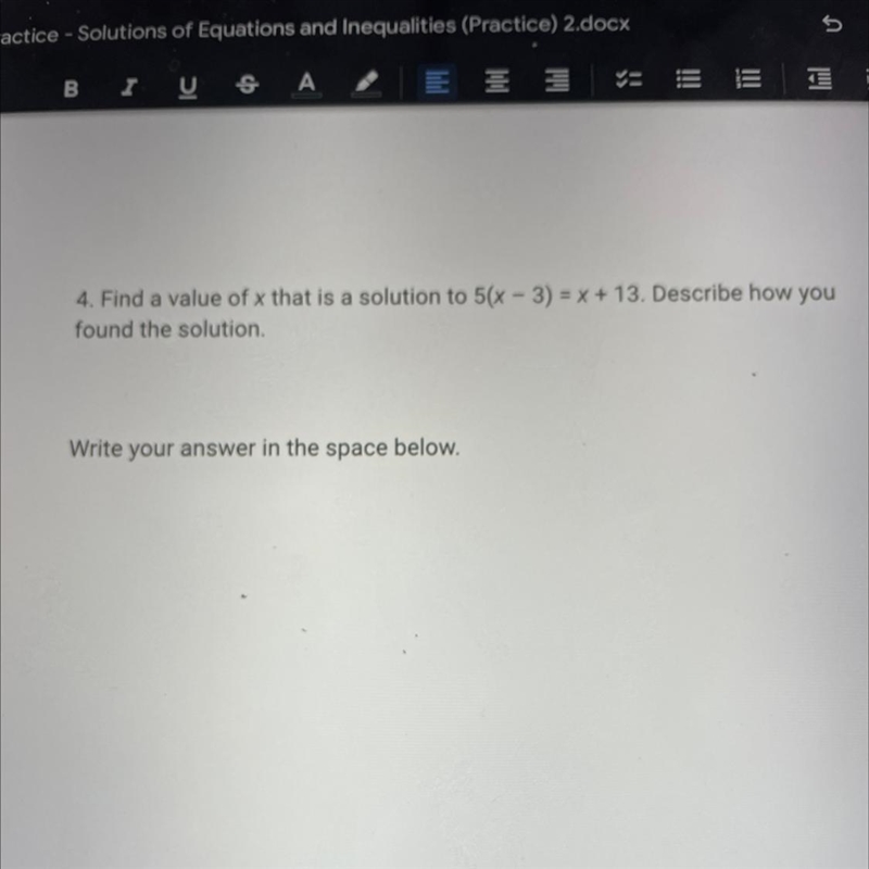 Is x = 6 a solution to the equation 5(x - 3) = x + 13? Follow the steps to find out-example-1