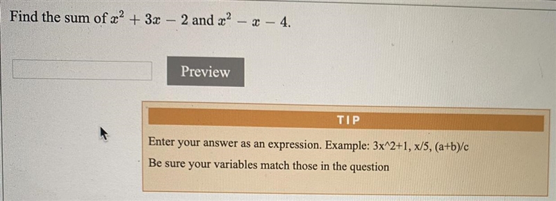 Find the sum of x^2 + 3x -2 and x^2 - x -4-example-1