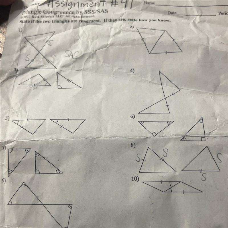 Triangle congruence by SSS/SAS State if the two triangles are congruent. If they are-example-1