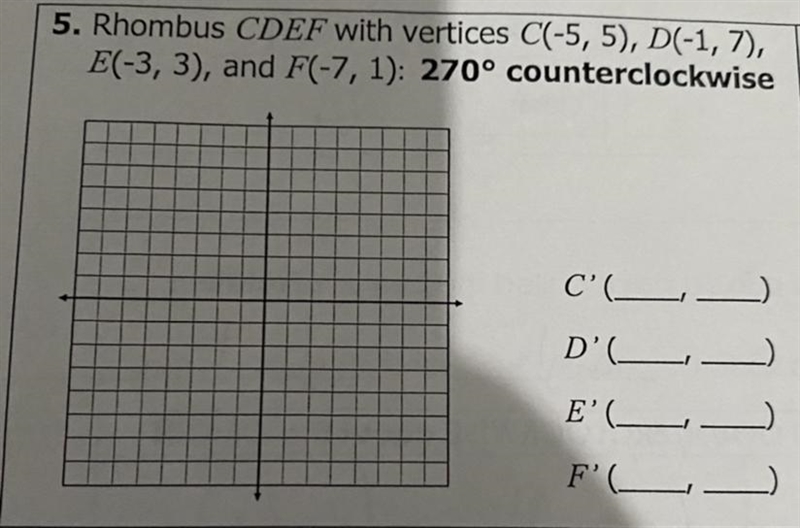 Please find the coordinates and graph the points on the graph and rotate the image-example-1