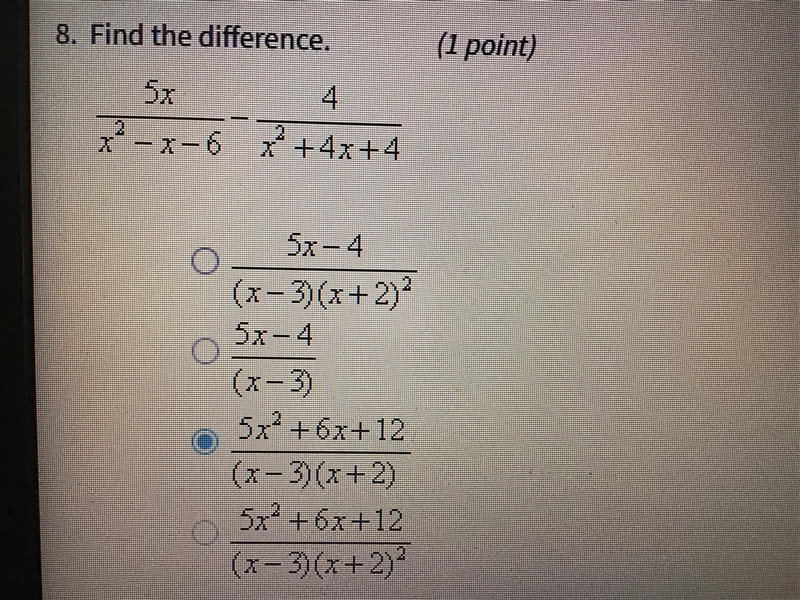 Find the difference of the question below I have the question and answer choices listed-example-1