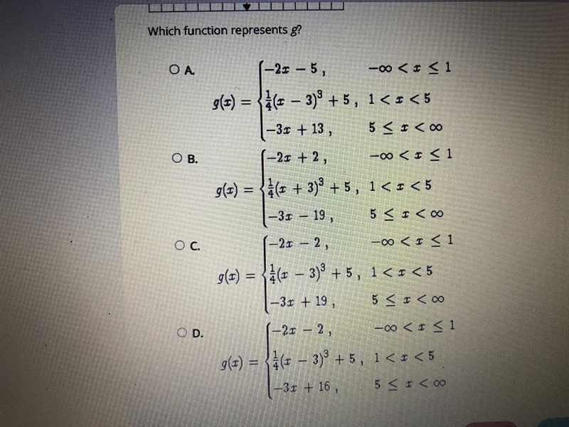 Which function represents g?A(-25-5,OB-00-example-2