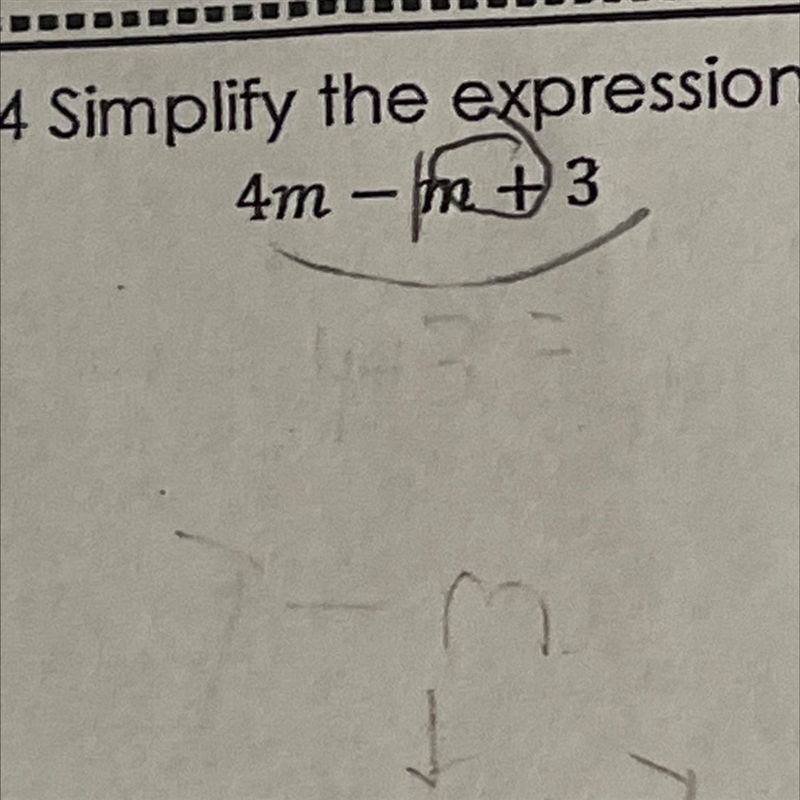 Simplify the expression 4m-m + 3-example-1