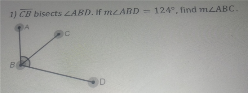 If angle ABD = 124 degrees what is angle ABC-example-1