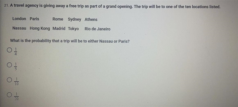 a travel agency is giving away a free trip as part of a grand opening. the trip will-example-1