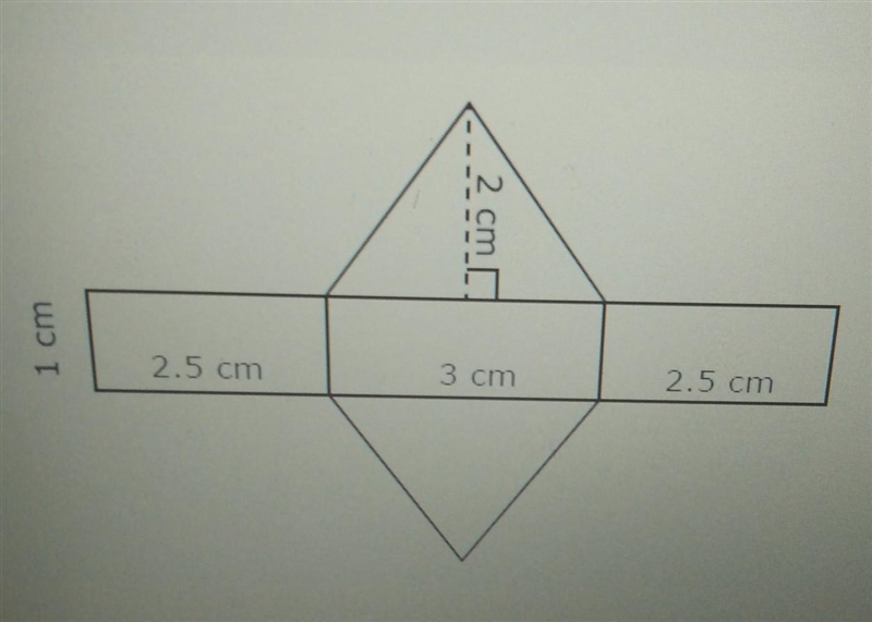 2. The net of a triangular prism is shown. Use the ruler provided to measure the dimensions-example-1