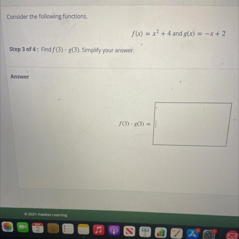 Consider the following functions. Find f(3) • g(3). Simplify your answer.-example-1