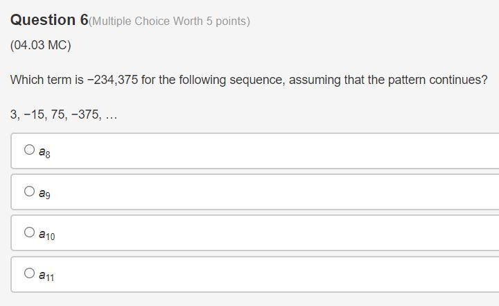 Which term is −234,375 for the following sequence, assuming that the pattern continues-example-1