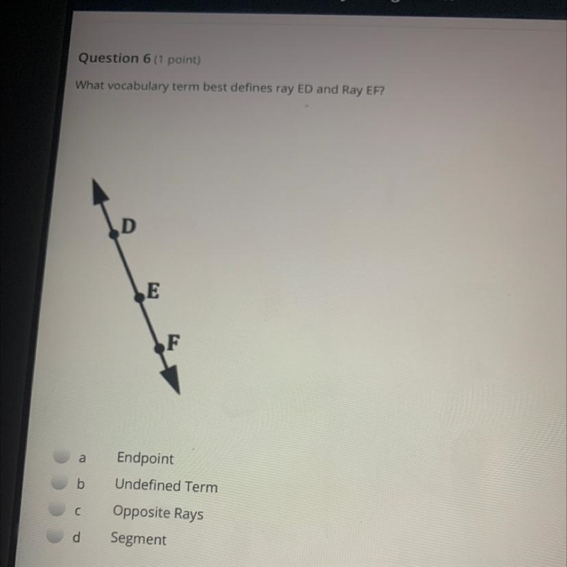 What vocabulary term best defines Ray ED and ray EF-example-1