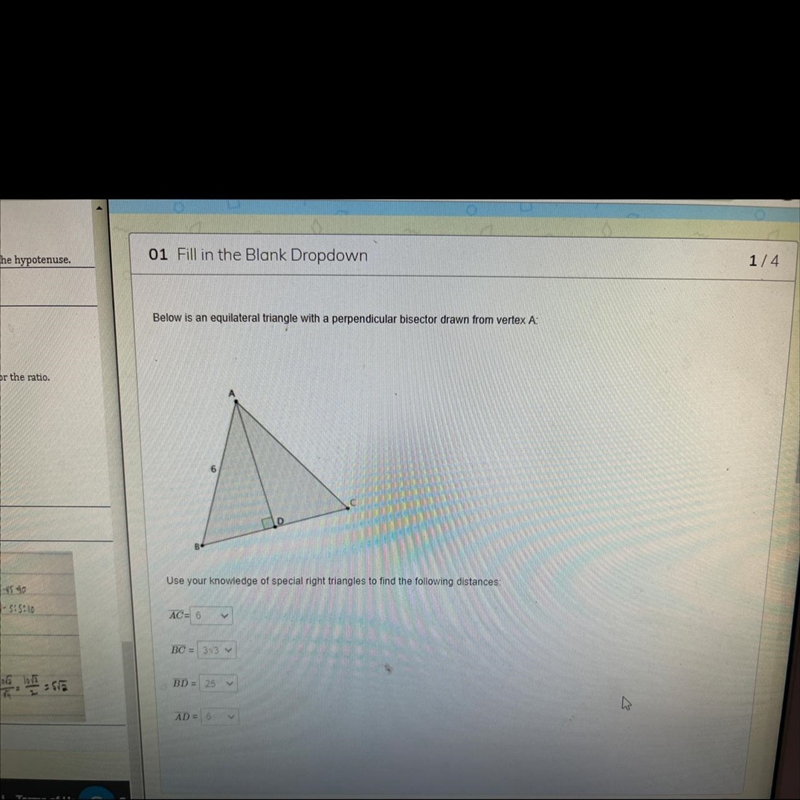 Below is a square with diagonal AC А 4 D B C Use what you know about special right-example-1