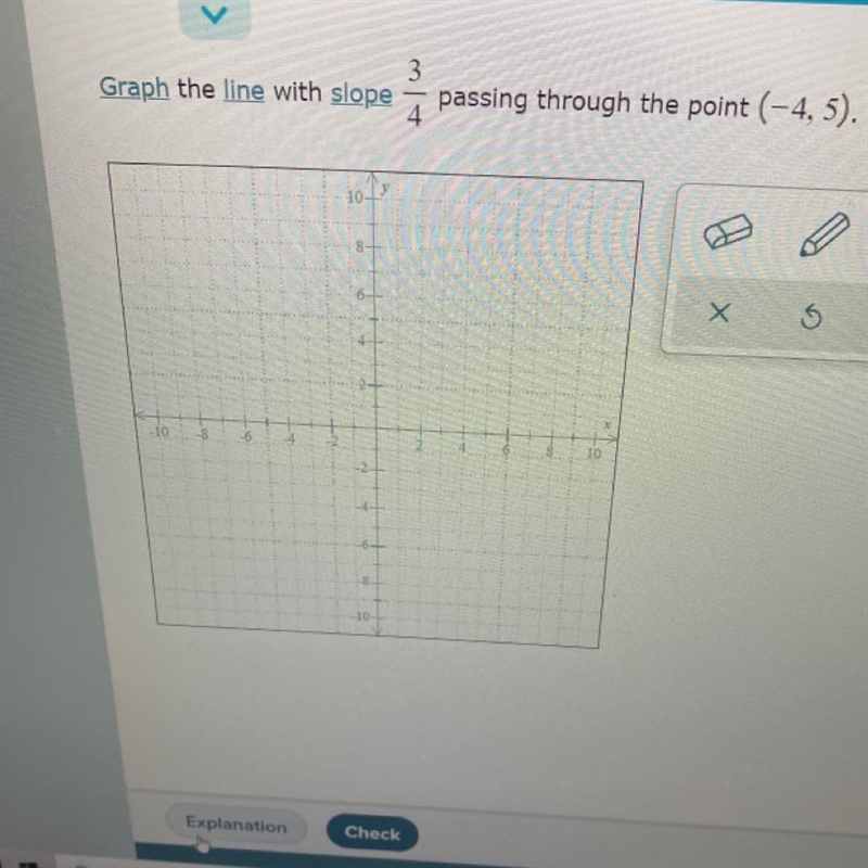 Graph the line. I am only able to use 2 points on this graph.-example-1