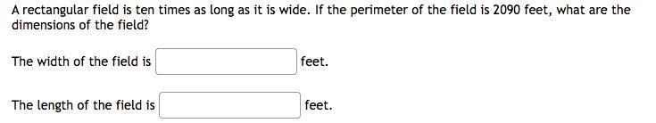 A rectangular field is ten times as long as it is wide. If the perimeter of the field-example-1