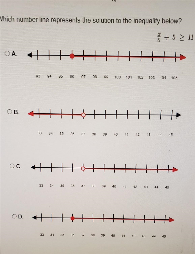 Which number lino roprosents the solution to the inequality below-example-1