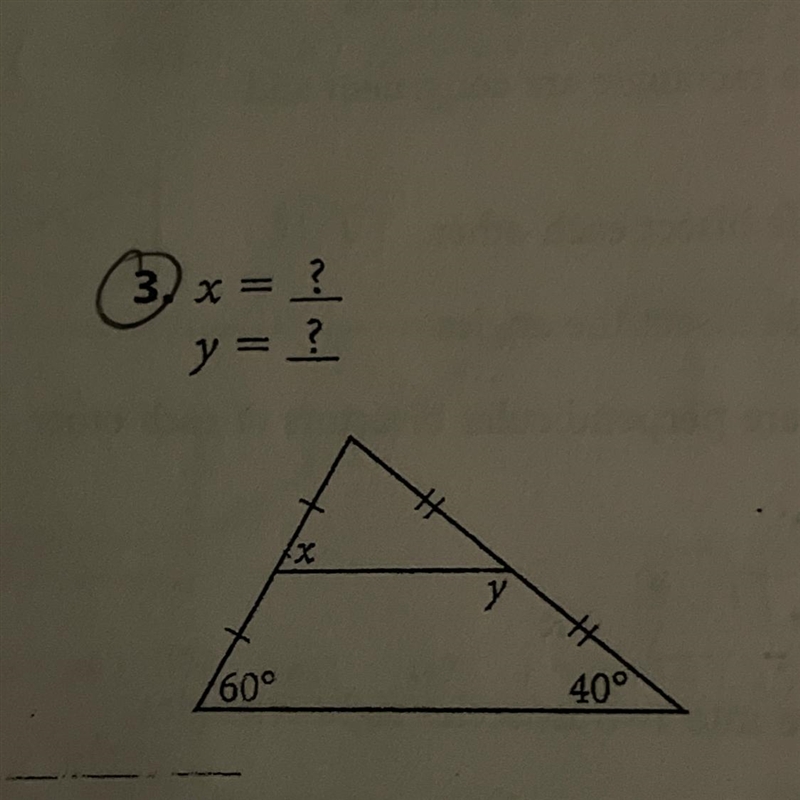 Properties of mid segments- How do I solve for x and y?-example-1