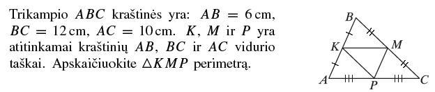 The sides of triangle ABC are: AB = 6 cm,BC = 12 cm, AC = 10cm. K, M and P arethe-example-1