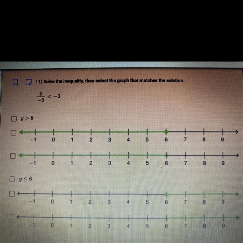 Solve the inequality, then select the graph that matches the solution.Multiple choice-example-1