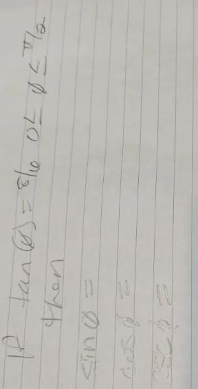 if tan theta = 8/6, 0 less than = to theta less than = to pi/2 what is sin (theta-example-1