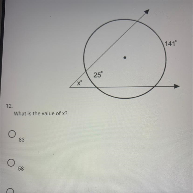 What is the value of x 83 58 50 70.5-example-1