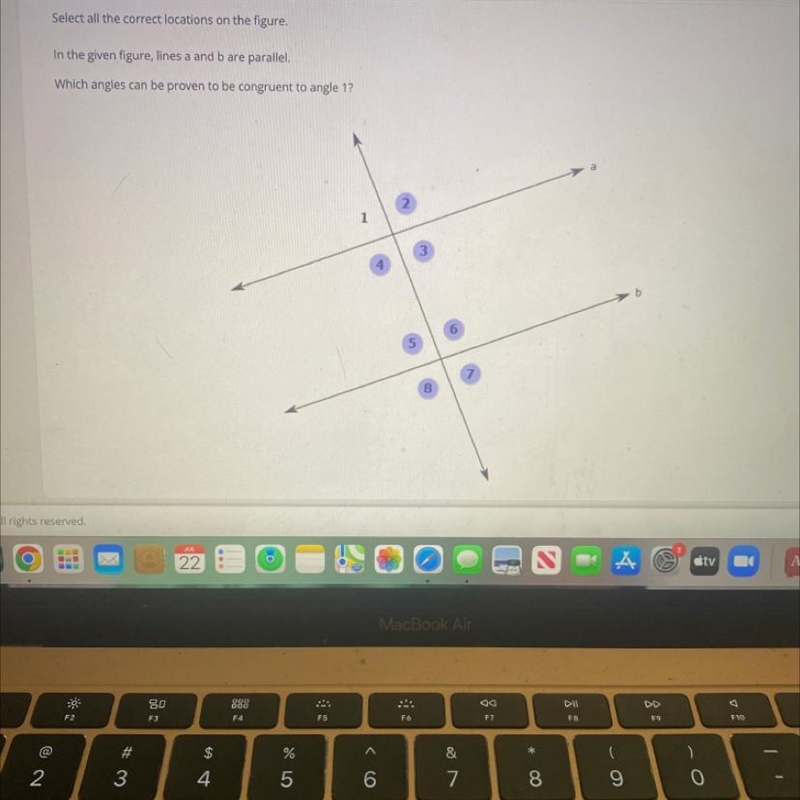 Which angles can be proven to be congruent to angle 1?-example-1