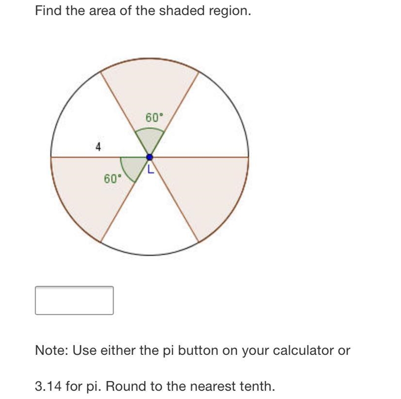 Find the area of the shaded region.60460°Note: Use either the pi button on your calculator-example-1