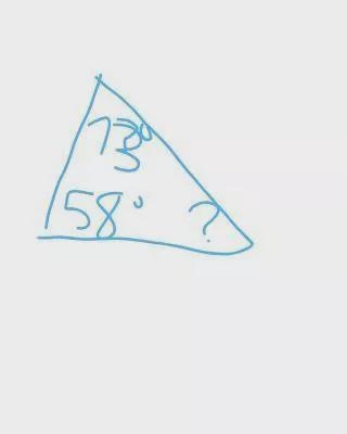 A piece of fabric is in the shape of a triangle as shown below. Find the missing angle-example-1