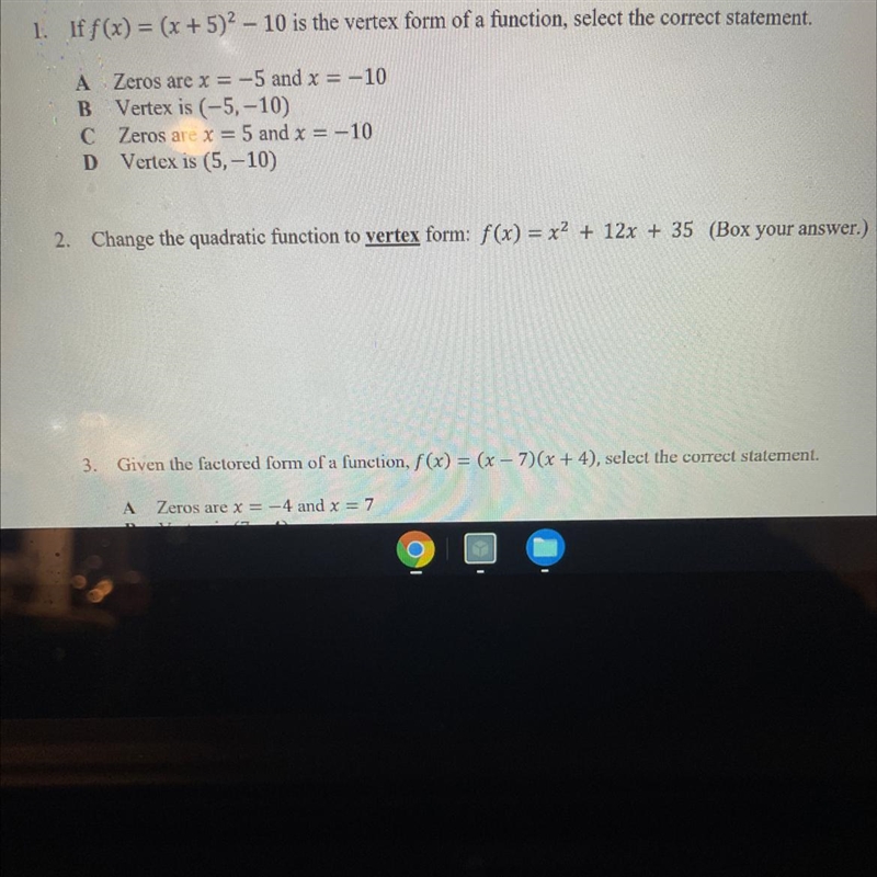 It f(x)= (x+2)^2 is the vertex form of a function, select the correct statement Question-example-1