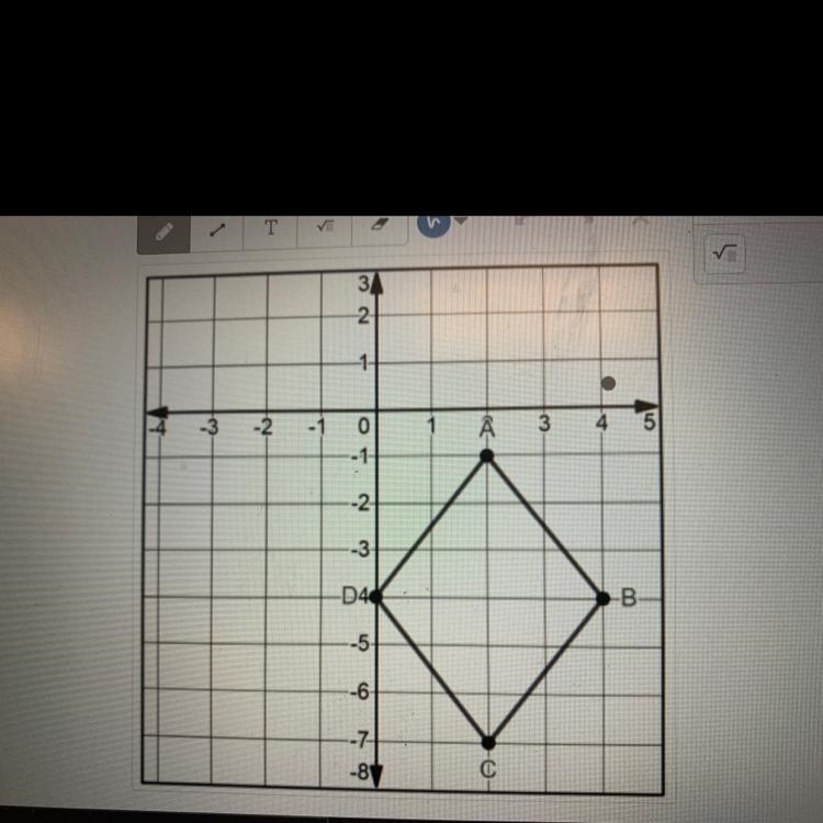 Quadrilateral ABCD with points A (2, -1) , B (4, -4), C (2, -7), D (0,-4) is shown-example-1