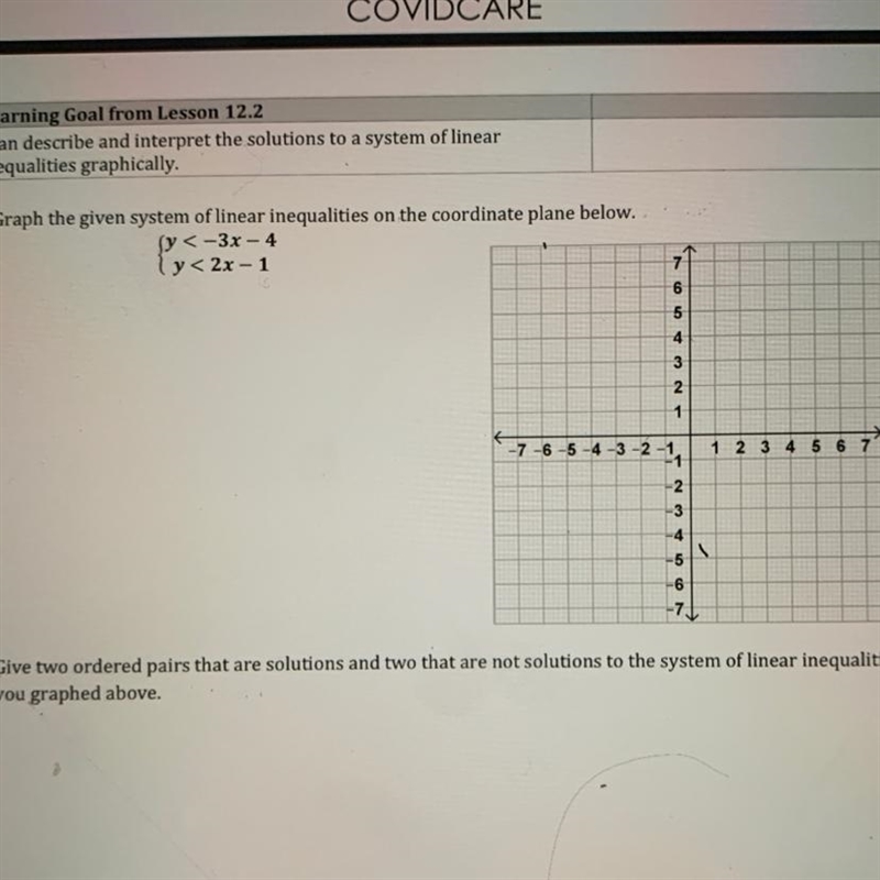 A) Graph the given system of linear inequalities on the coordinates plane below. B-example-1