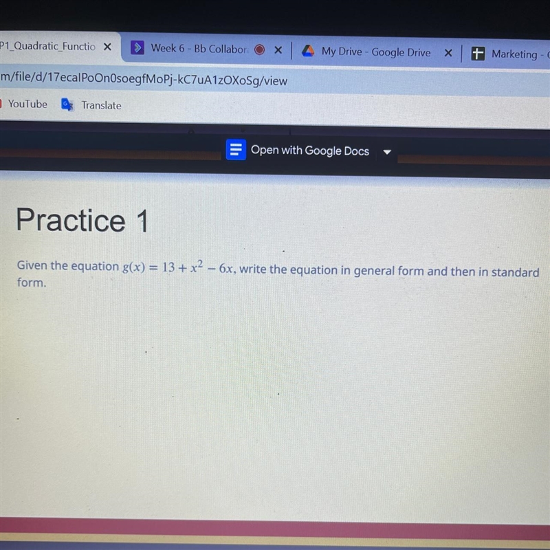 Given the equation . write the equation in general formAnd then standard form-example-1