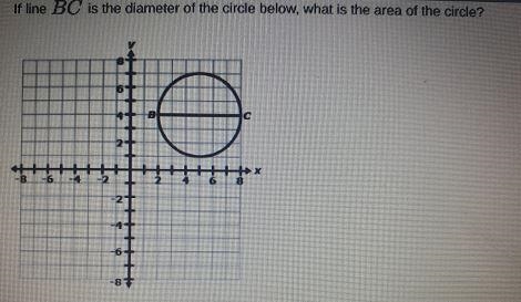 If line BC is the diameter of the circle below, what is the area of the circle? A-example-1