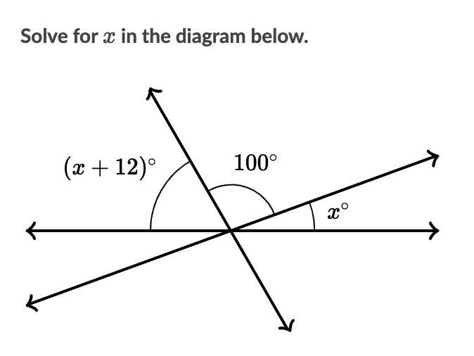 Solve for xxx in the diagram below. x=x=x, equals ^\circ ∘please help-example-1