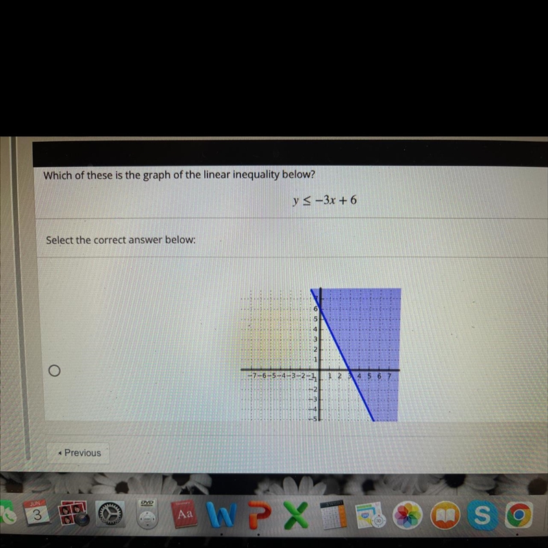 Which of these is the graph of the linear quality below-example-1