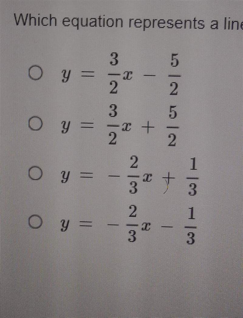 which equation represents a line on a coordinate plane that passes though the point-example-1