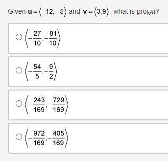 Given vector u equals open angled bracket negative 12 comma negative 5 close angled-example-1