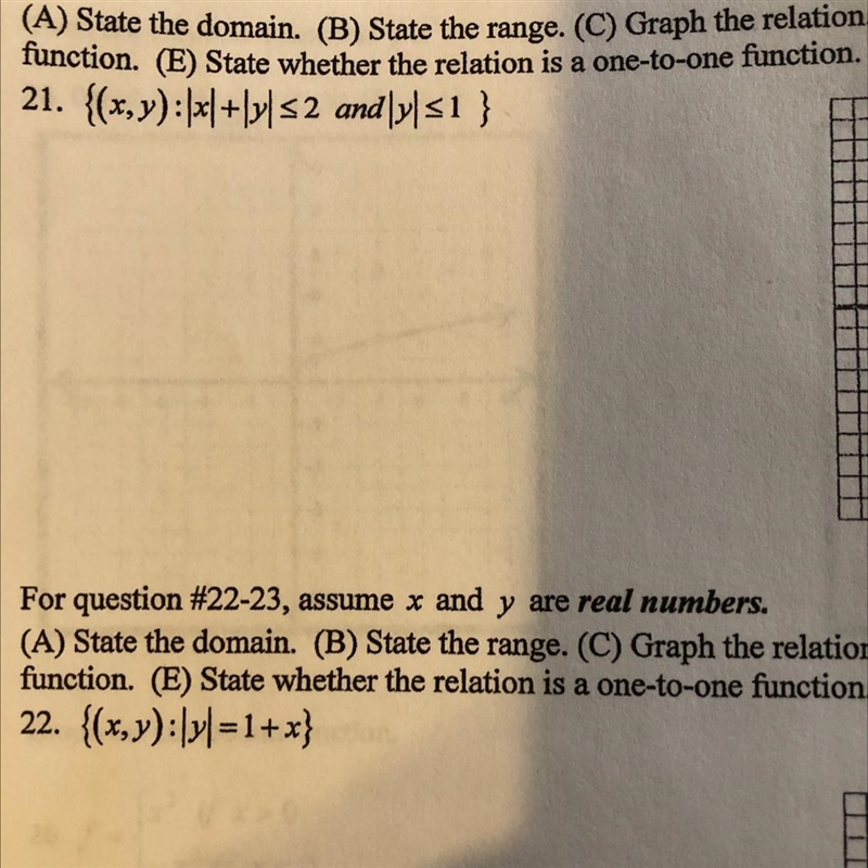 Please attached question to find A) domain B) range C) graph the relation D)tell if-example-1