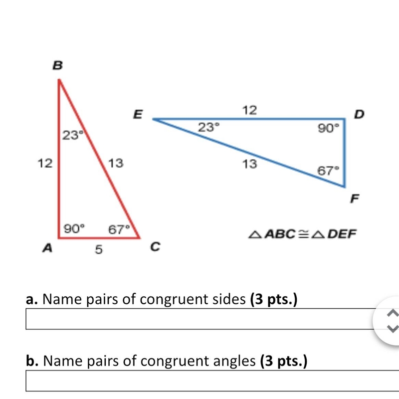 Name pairs of congruent sides Name pairs of congruent angles-example-1